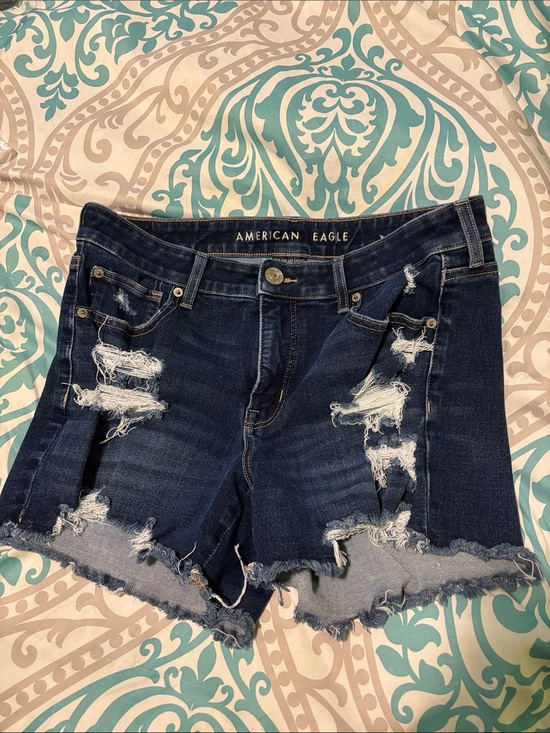 American Eagle Outfitters Pants - American Eagle Outfitters Dark Blue Distressed Denim Cutoff Shorts